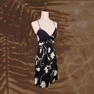 VTG B Smart Floral Slip Brown Midi Dress Size 13/14 Y2K Summer